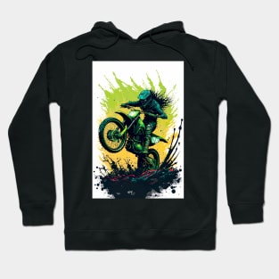 Dirt Bike With Green Paint Splash Design Hoodie